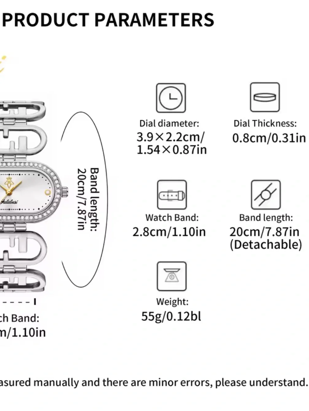 Silver Oval Crystal Bracelet Watch | Elegant Rhinestone Dress Watch for Women